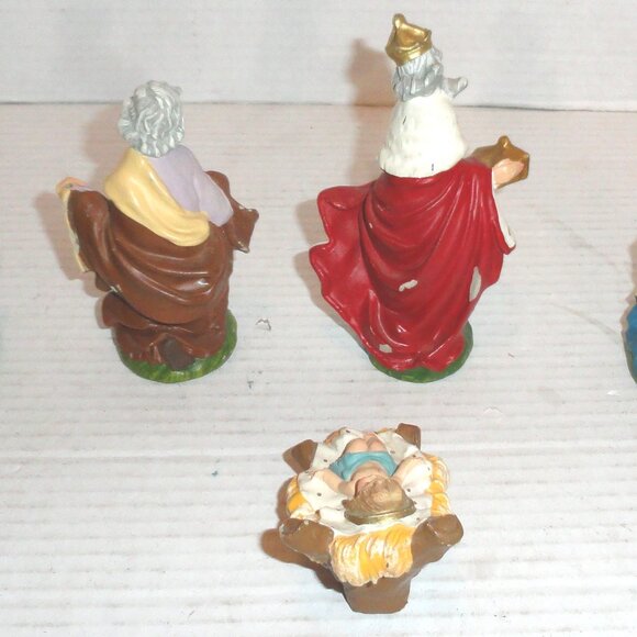 Lot of 5 VTG Hand Painted Composition Nativity Figures with Chip Damage READ - Picture 9 of 16